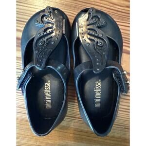Mini Melissa Ballet Flat Mini Ultragirl Fly II Toddler Sz 6 Black Butterfly NWOB